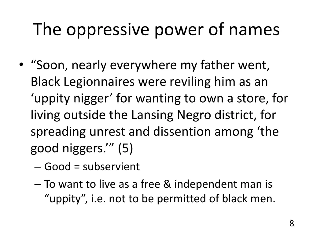 the oppressive power of names