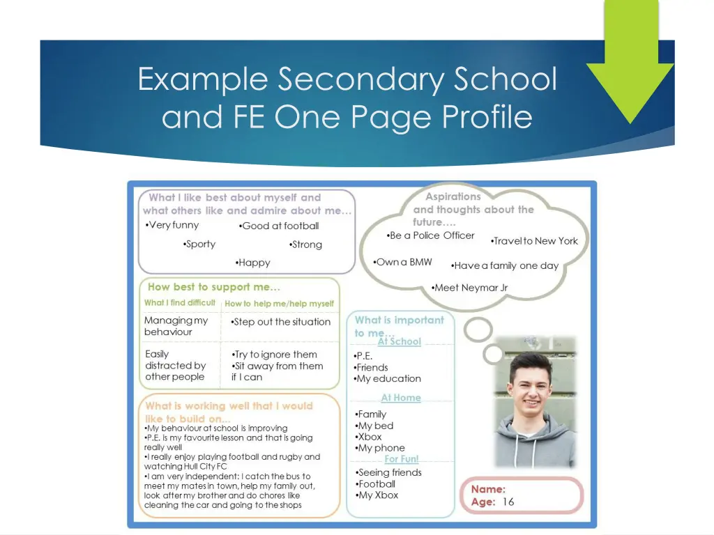 example secondary school and fe one page profile