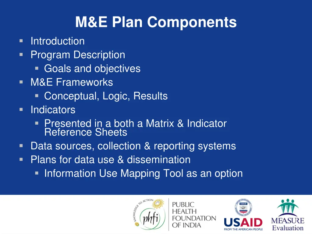m e plan components introduction program