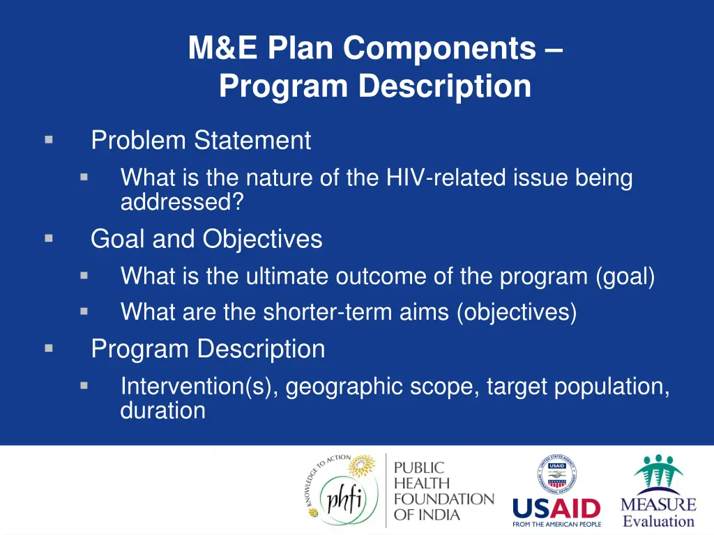 m e plan components program description