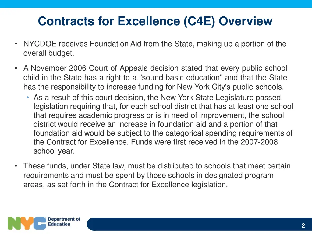 contracts for excellence c4e overview