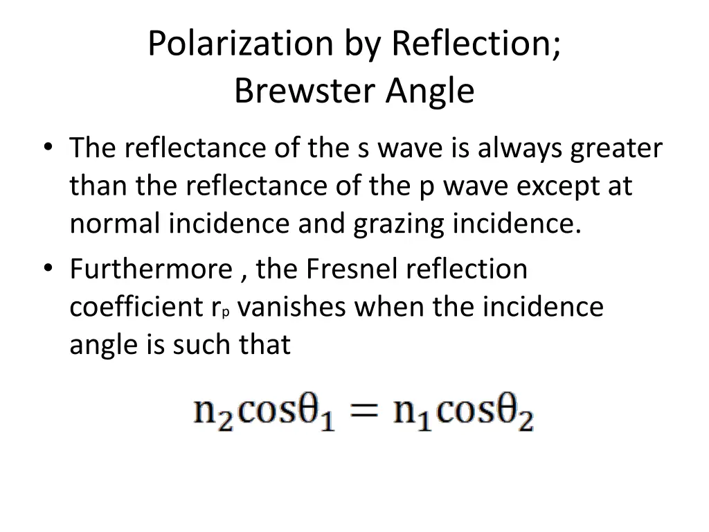 polarization by reflection brewster angle