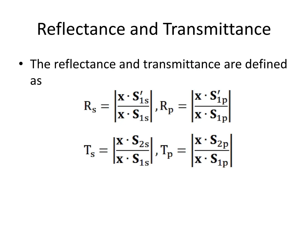 reflectance and transmittance 1