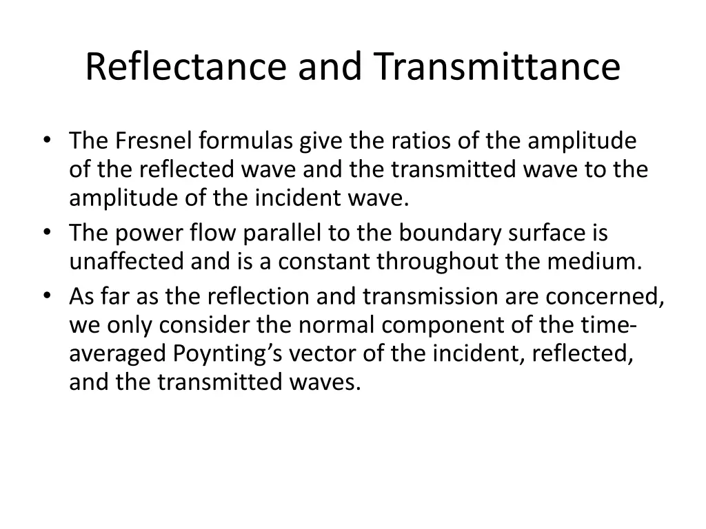 reflectance and transmittance