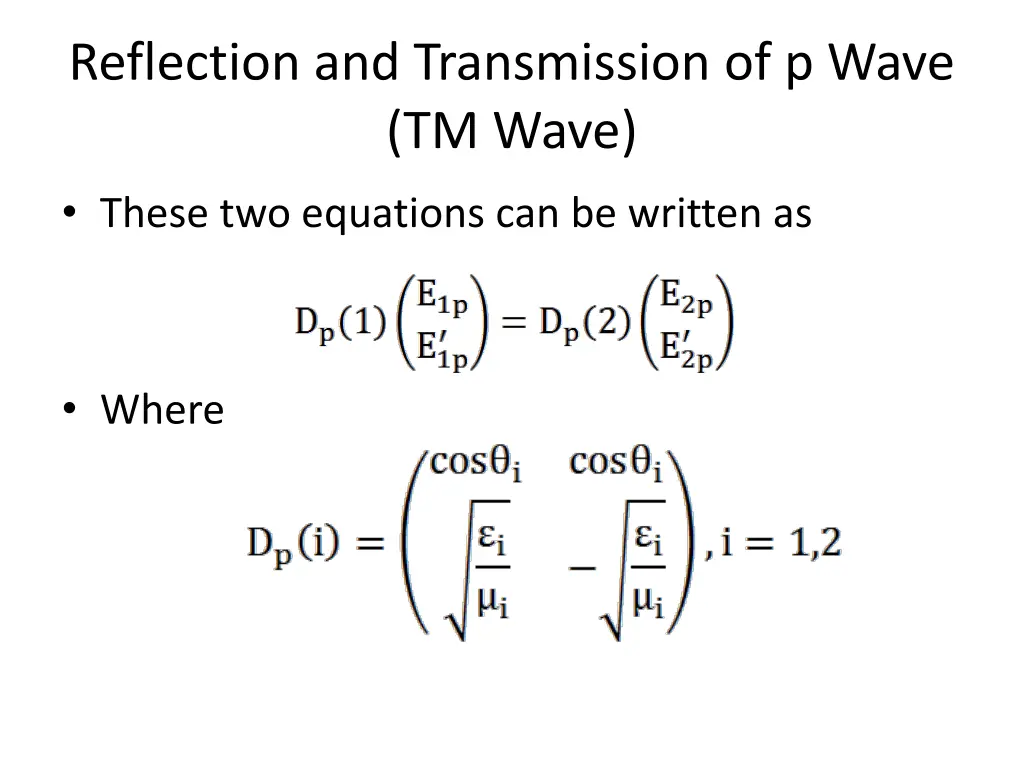 reflection and transmission of p wave tm wave 2