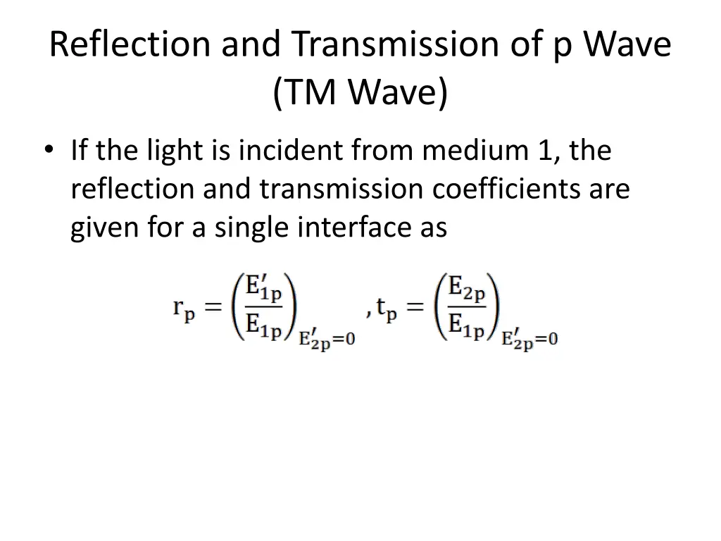 reflection and transmission of p wave tm wave 3