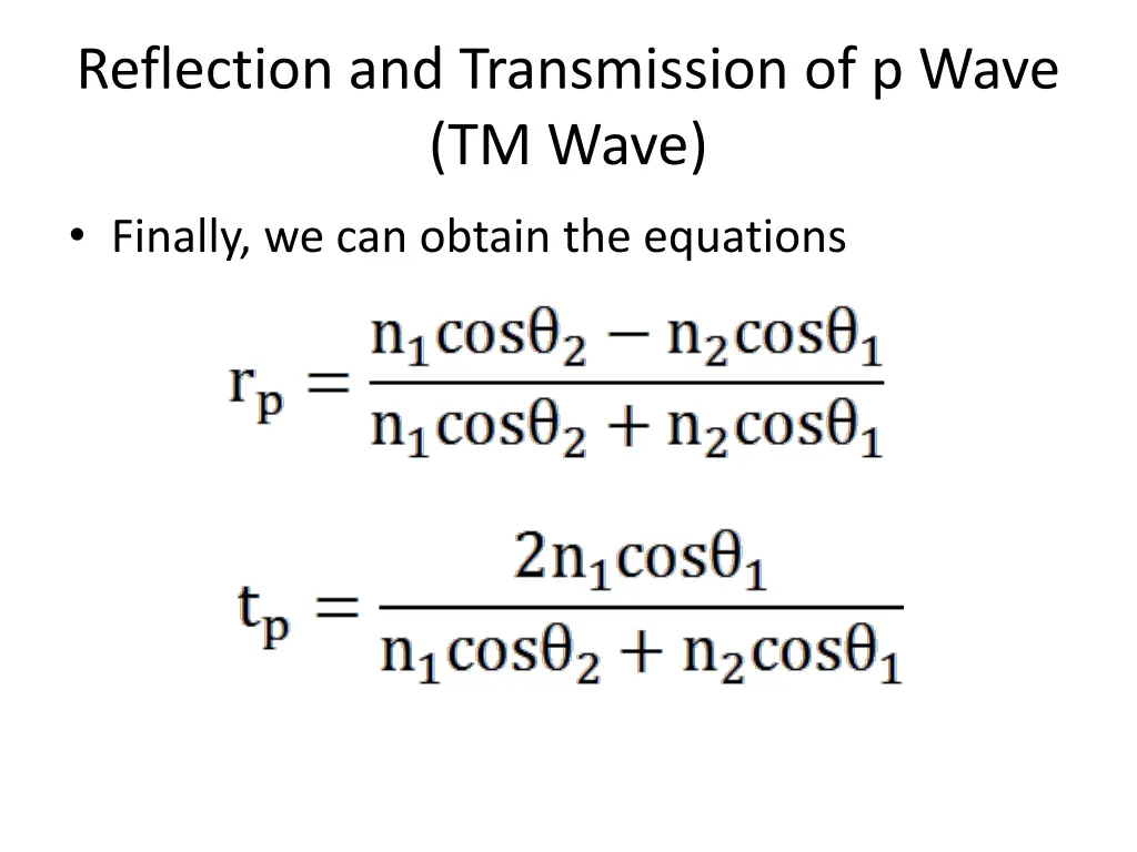 reflection and transmission of p wave tm wave 4