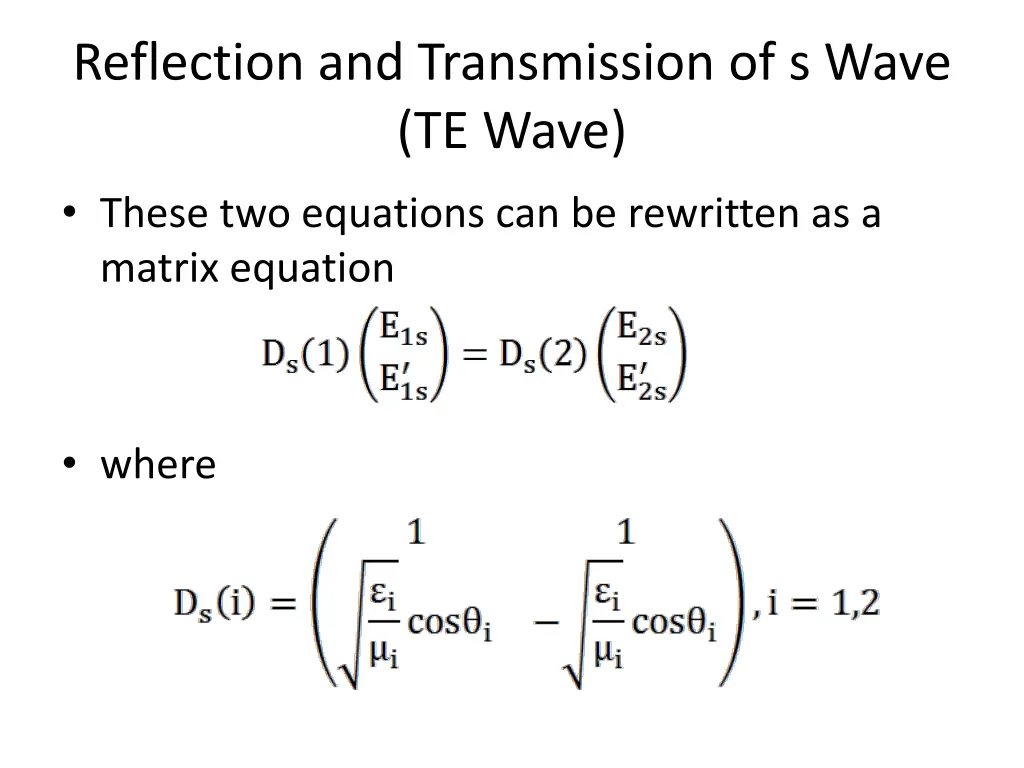 reflection and transmission of s wave te wave 2