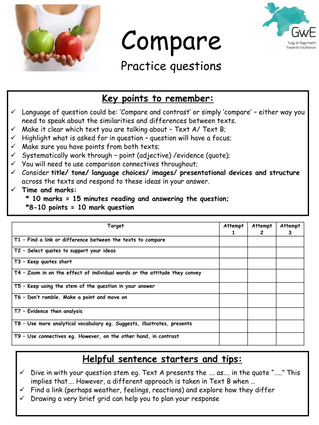 compare practice questions