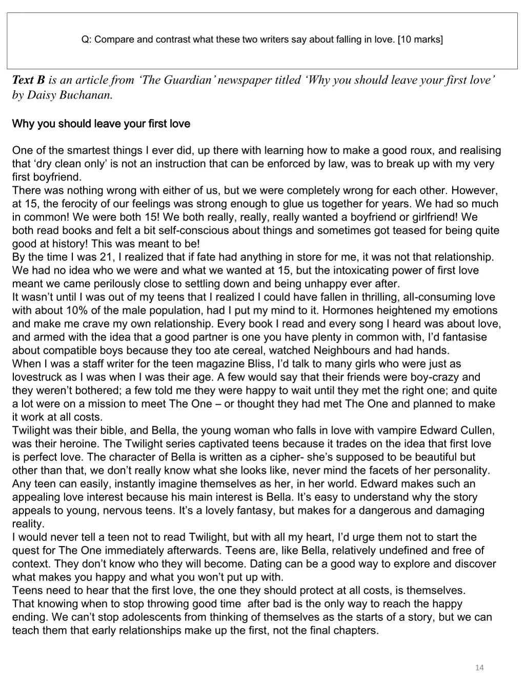 q compare and contrast what these two writers 6