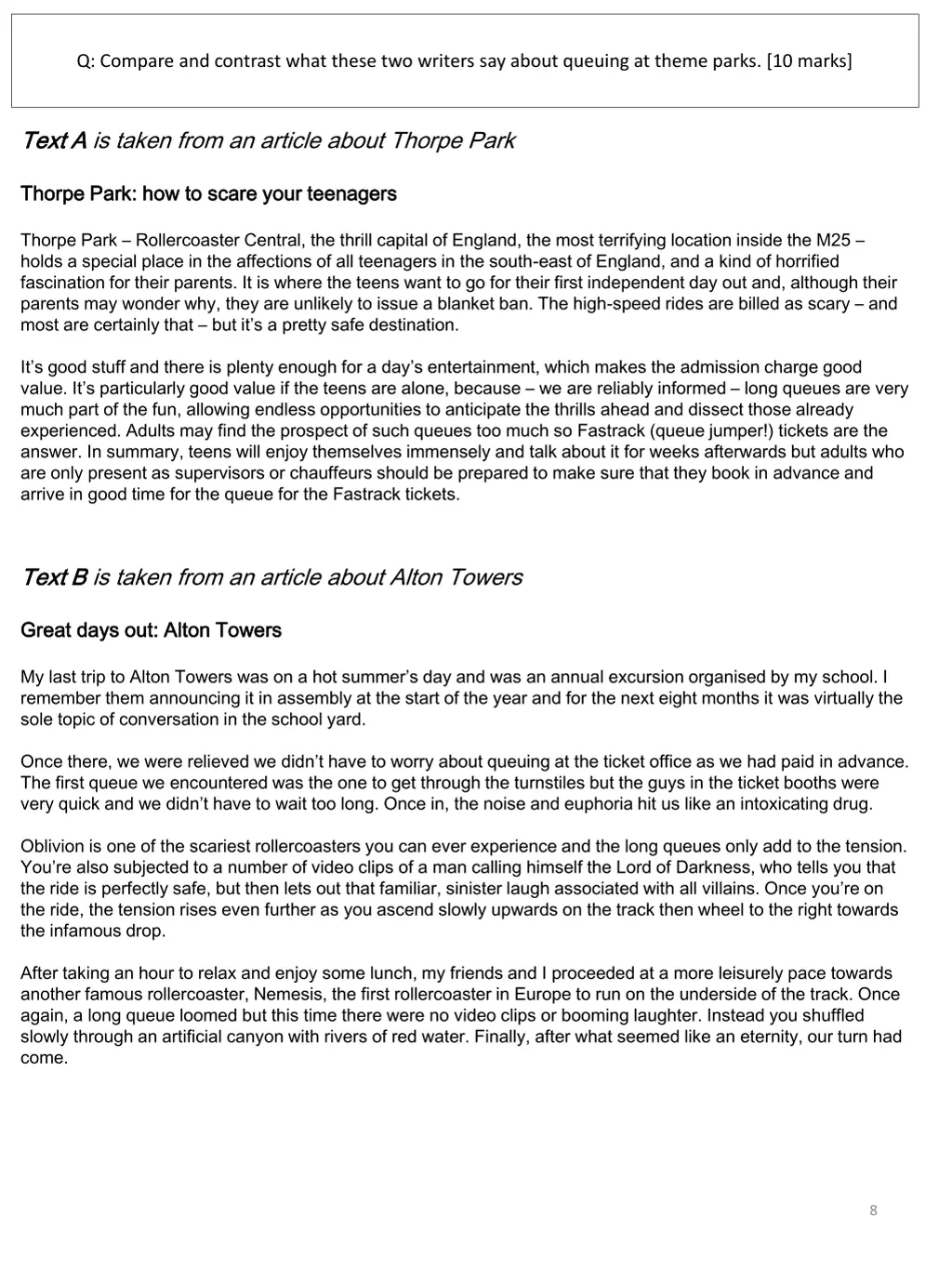 q compare and contrast what these two writers