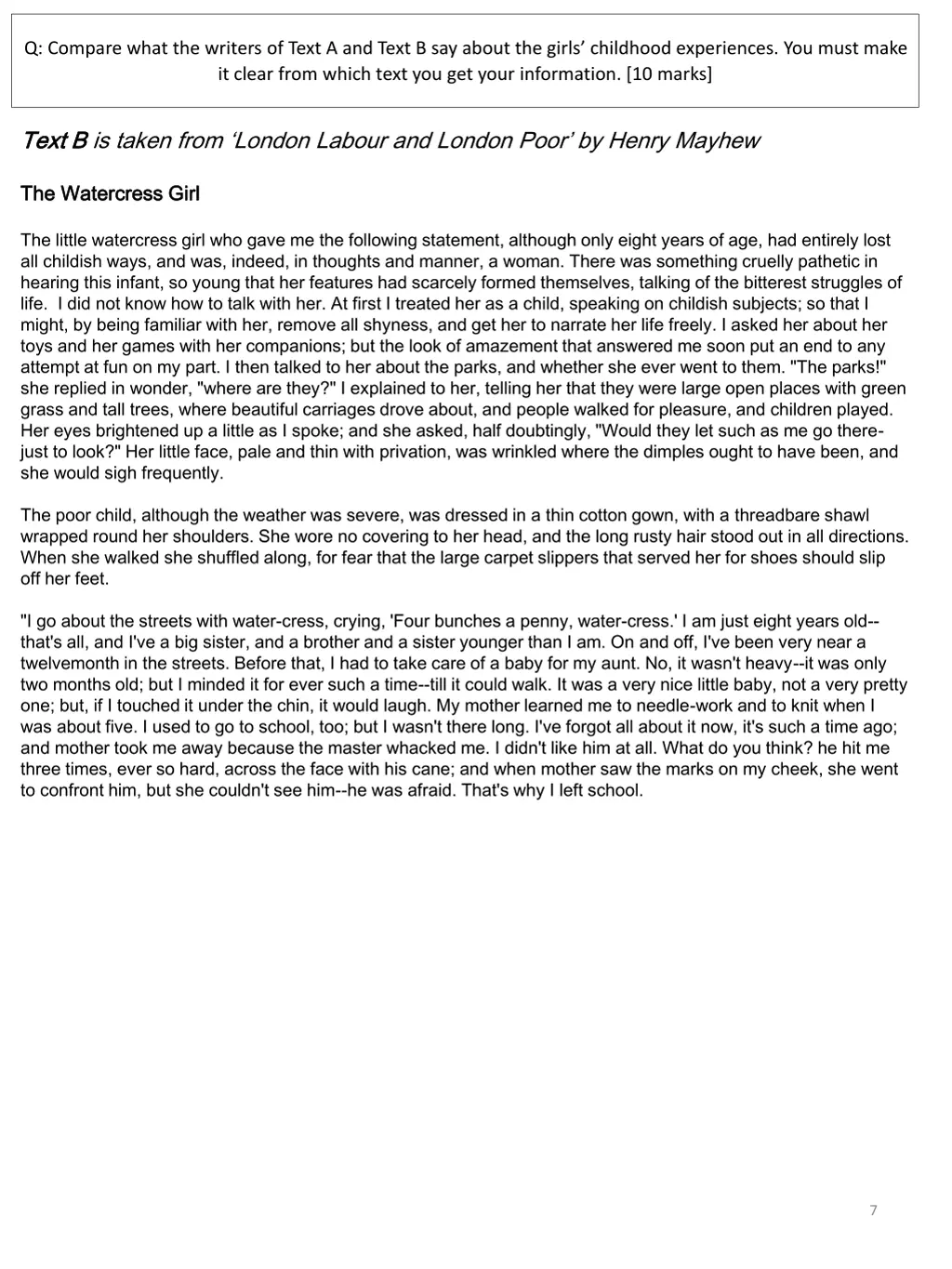 q compare what the writers of text a and text 1