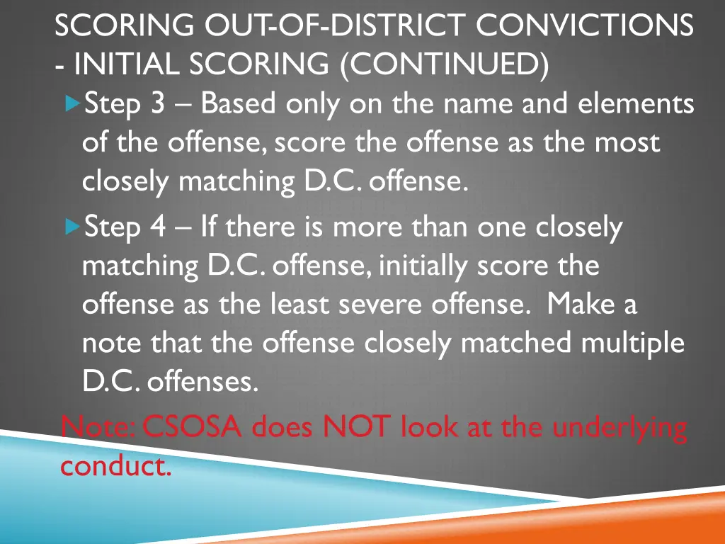 scoring out of district convictions initial 1