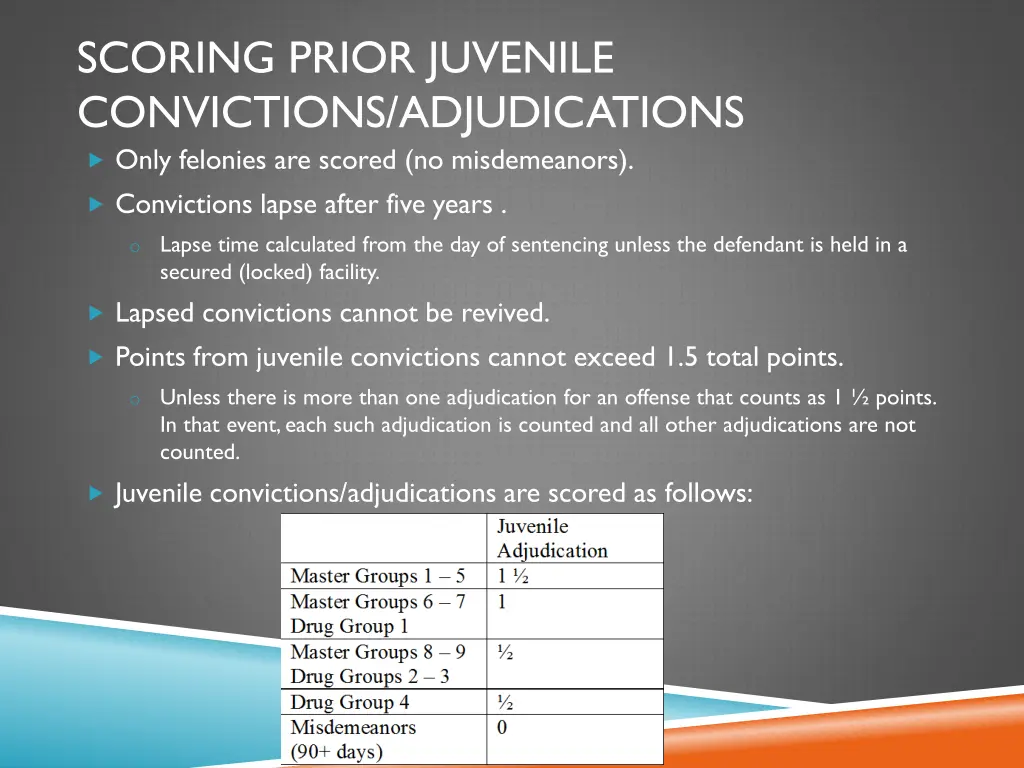 scoring prior juvenile convictions adjudications