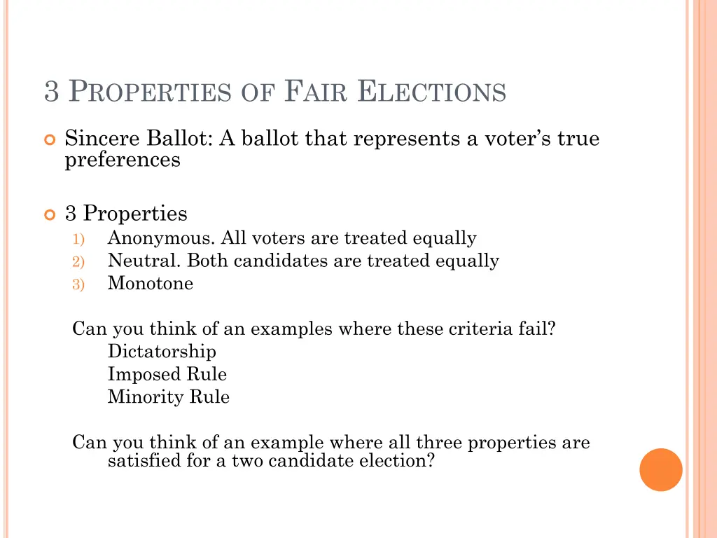 3 p roperties of f air e lections