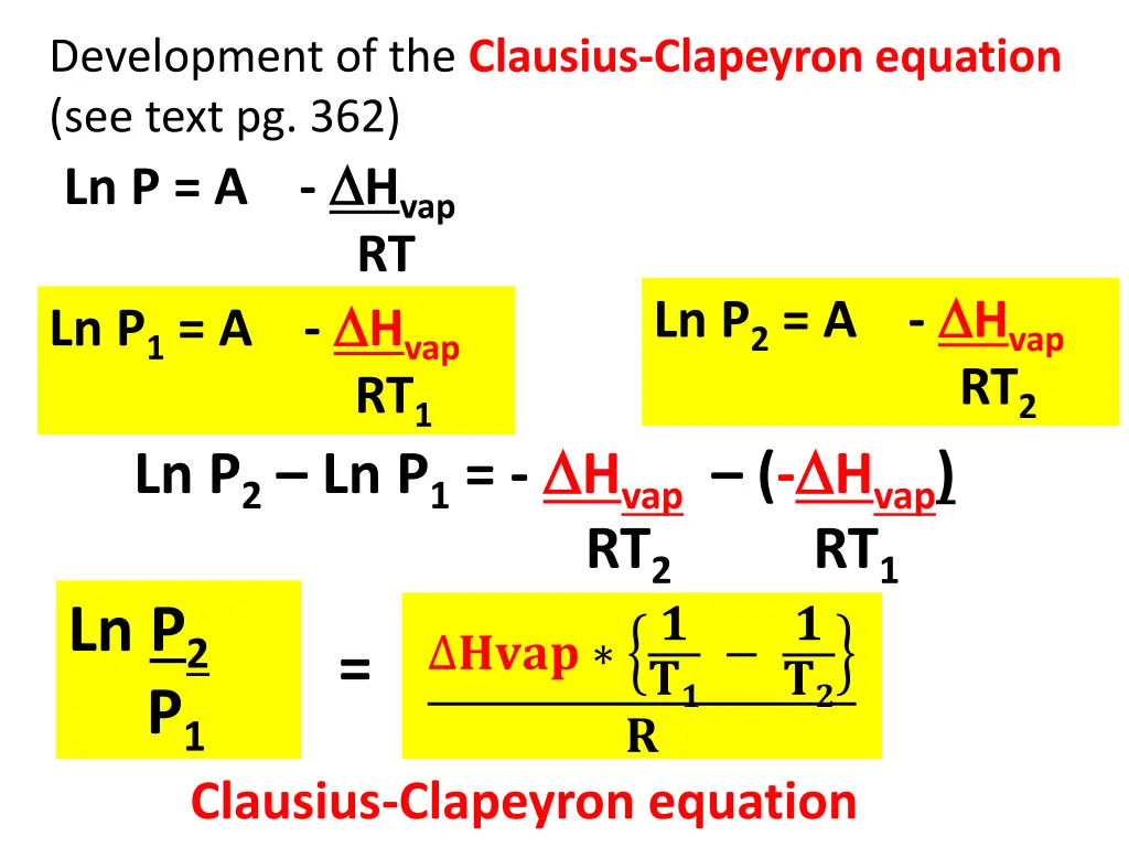 development of the clausius clapeyron equation