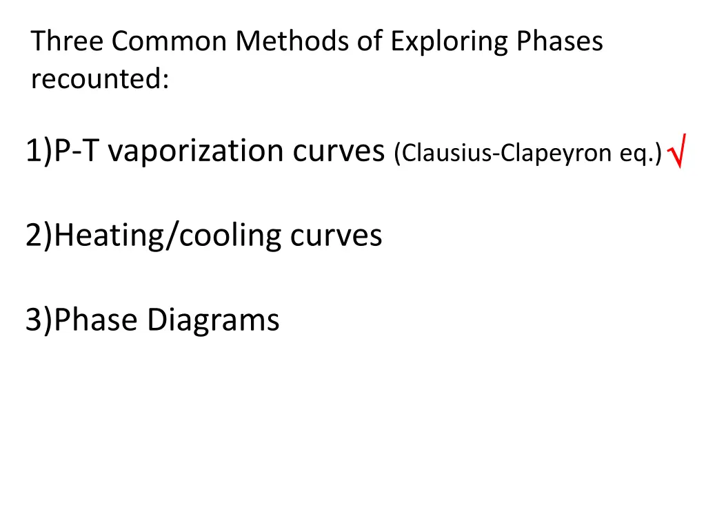three common methods of exploring phases recounted