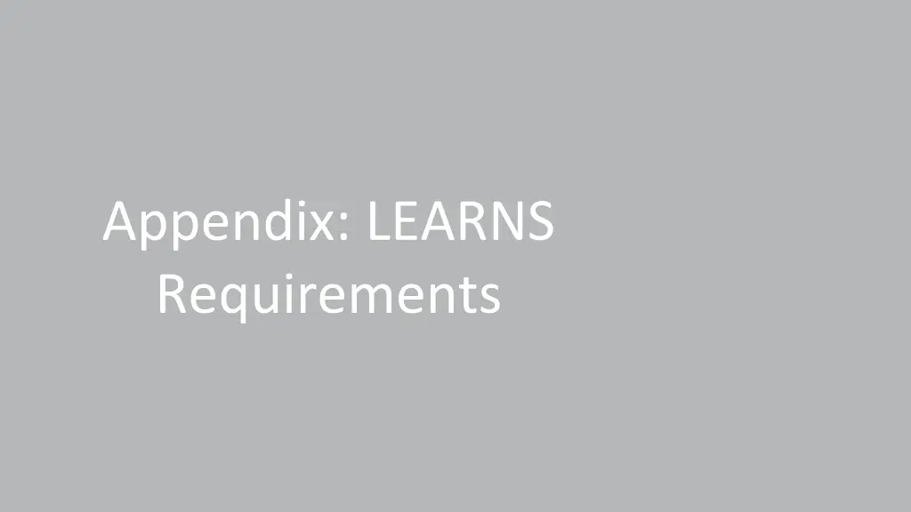 appendix learns requirements