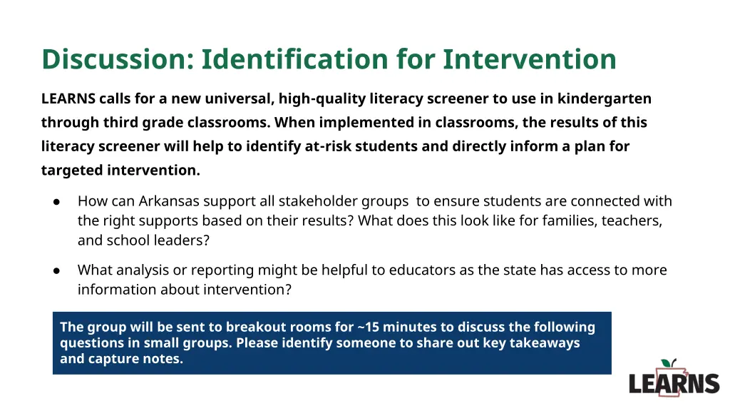 discussion identification for intervention