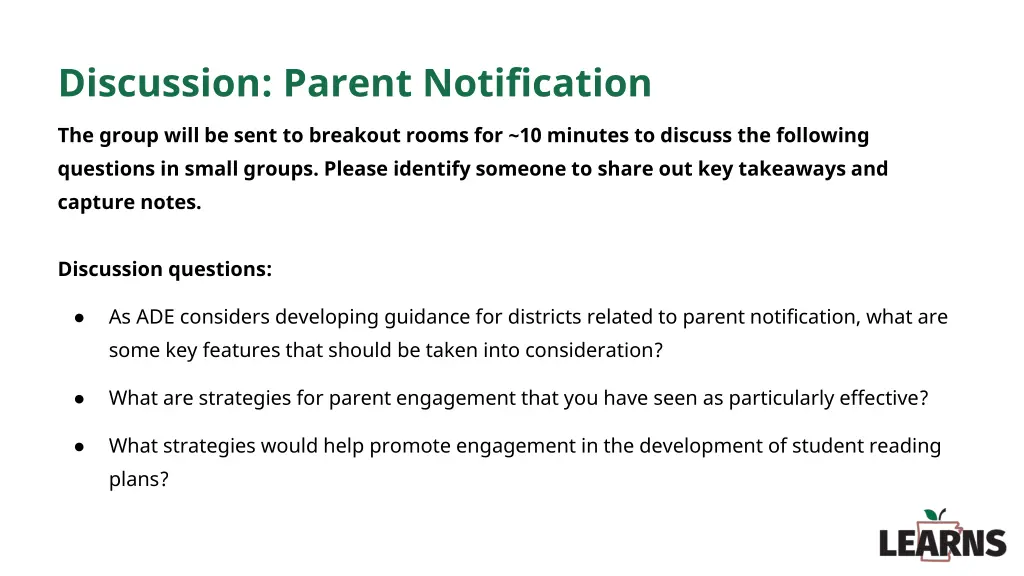 discussion parent notification