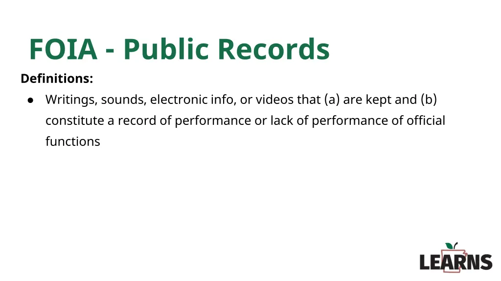 foia public records definitions writings sounds