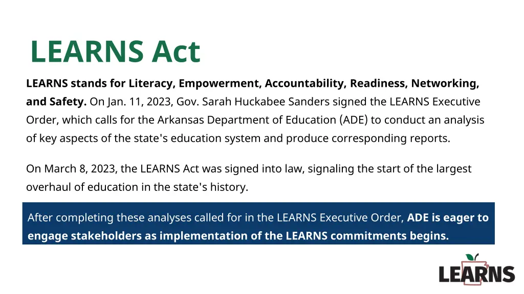 learns act learns stands for literacy empowerment