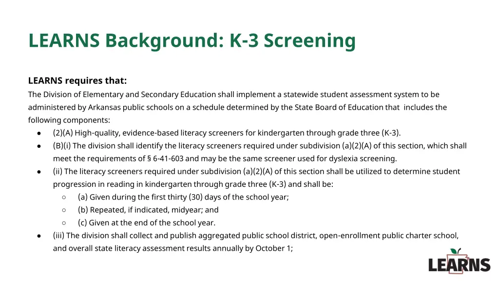 learns background k 3 screening
