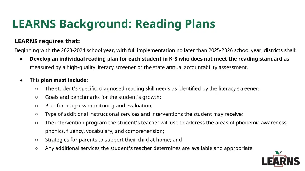 learns background reading plans
