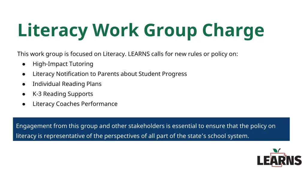 literacy work group charge