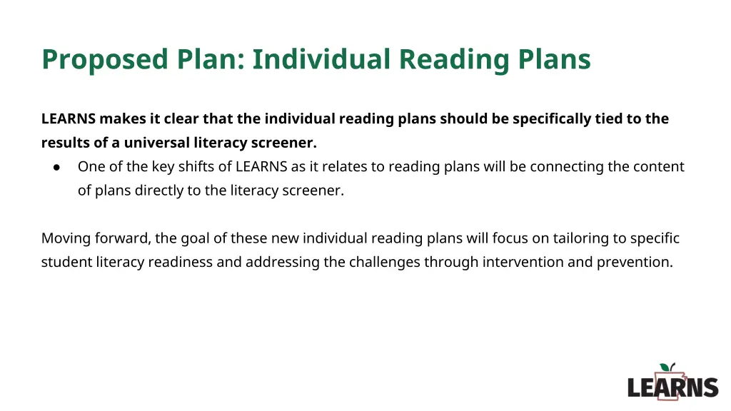 proposed plan individual reading plans