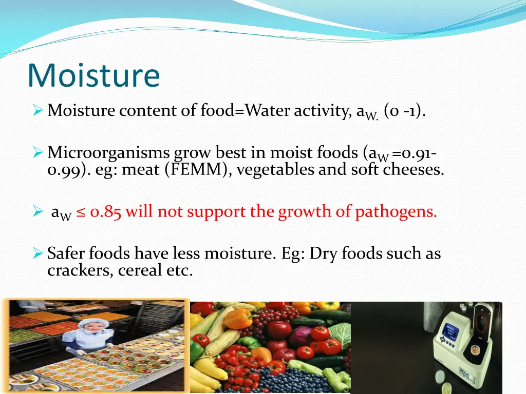 moisture moisture content of food water activity