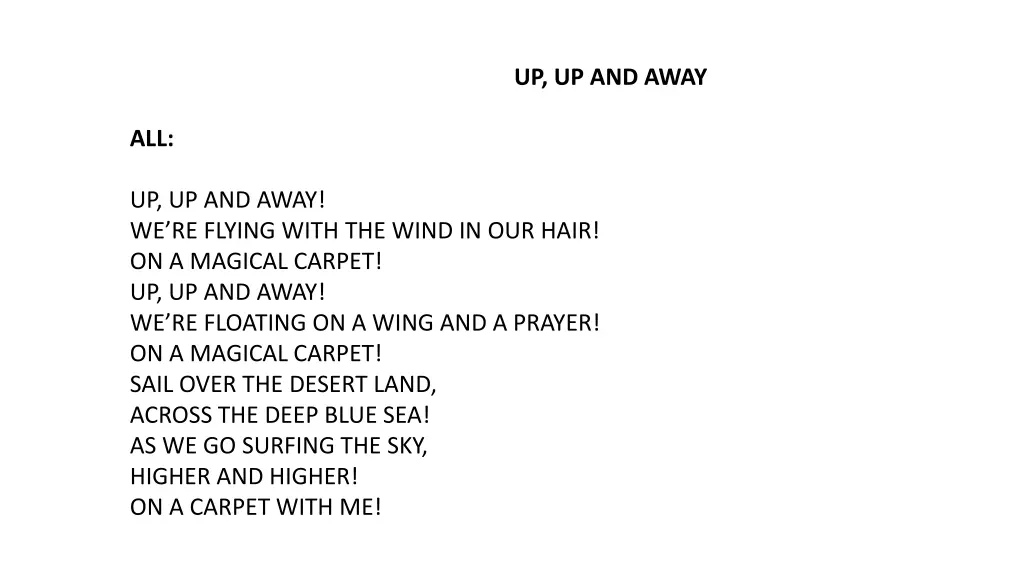 up up and away