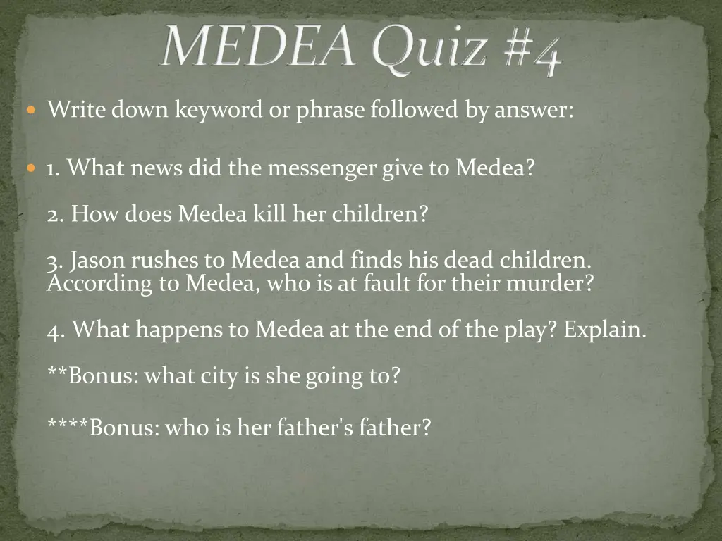 write down keyword or phrase followed by answer 1