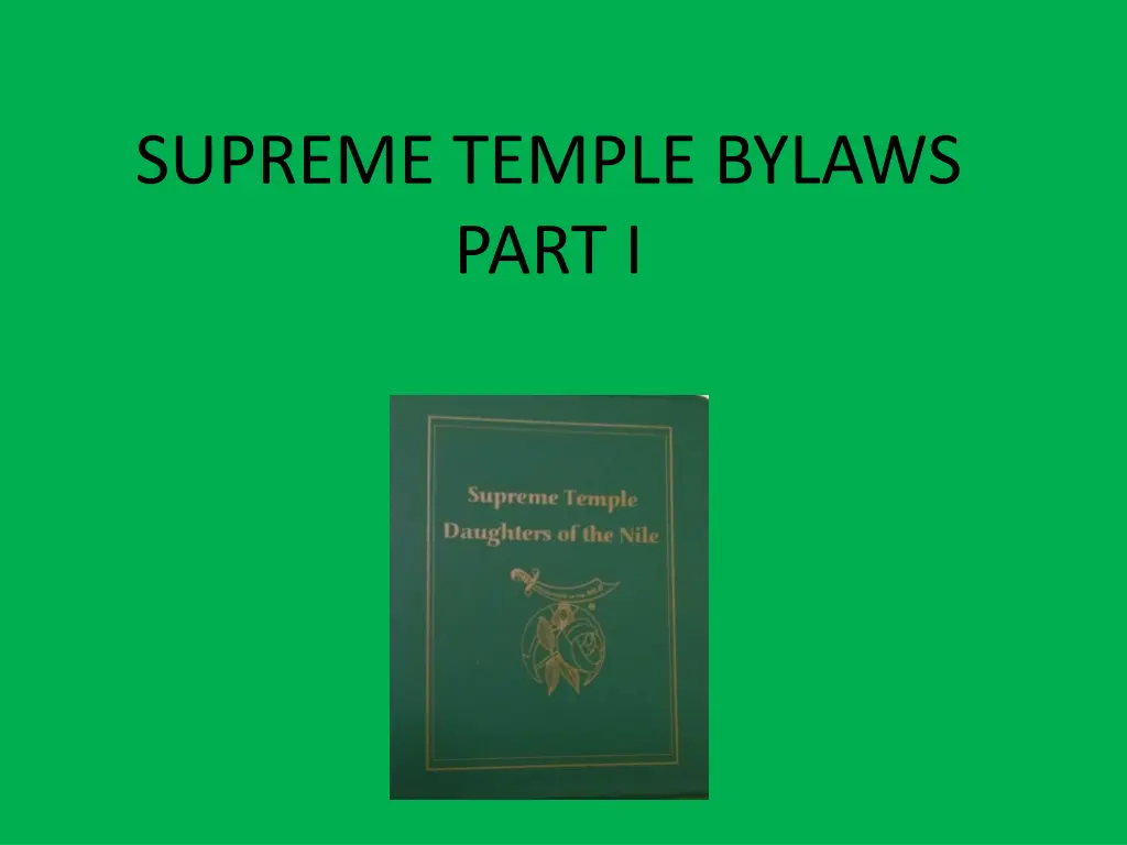 supreme temple bylaws part i