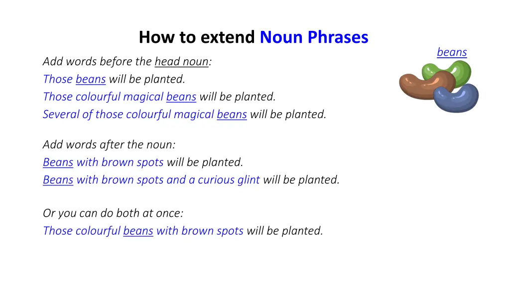 how to extend noun phrases