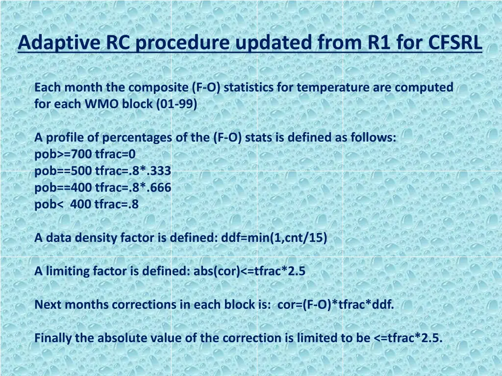 adaptive rc procedure updated from r1 for cfsrl