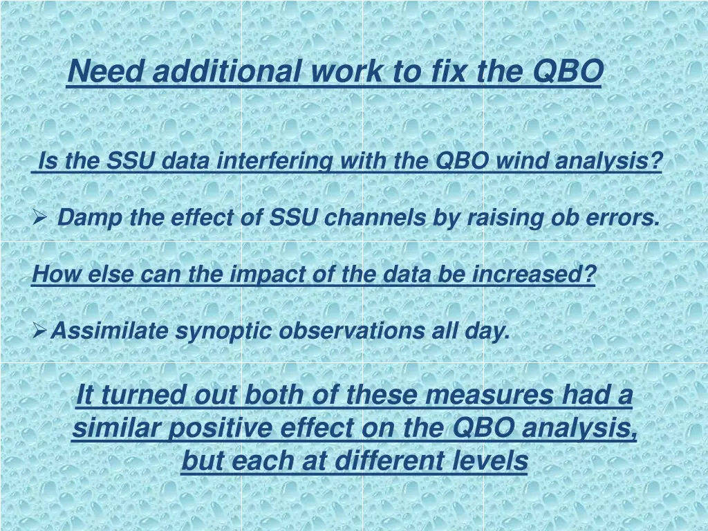 need additional work to fix the qbo