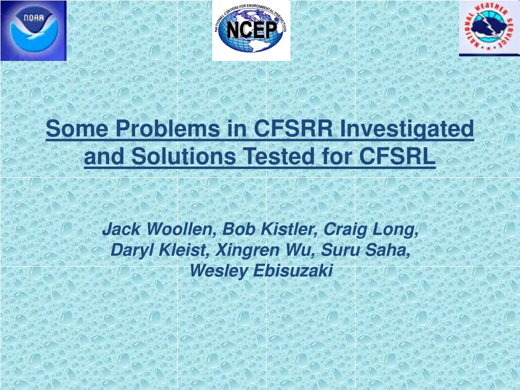 some problems in cfsrr investigated and solutions