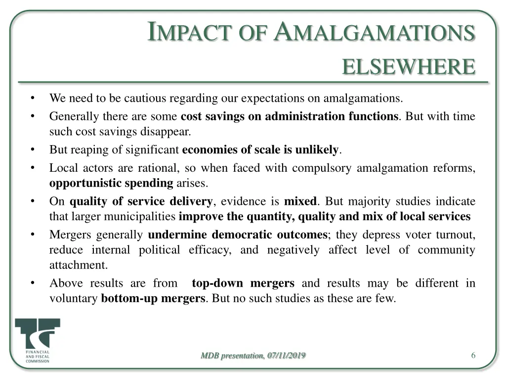 i mpact of a malgamations
