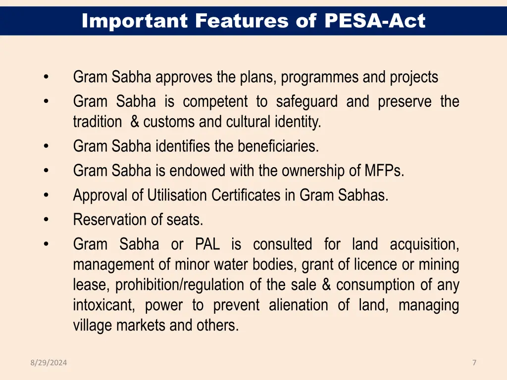 important features of pesa act