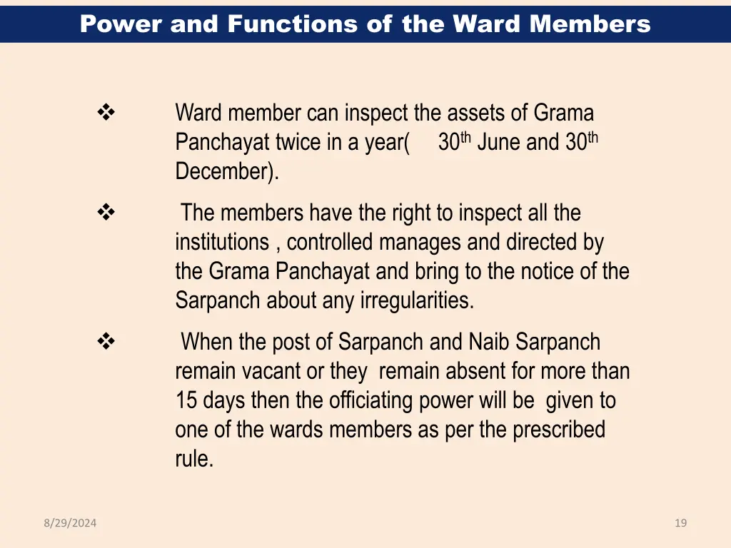 power and functions of the ward members 1