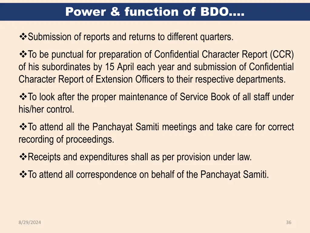 power function of bdo
