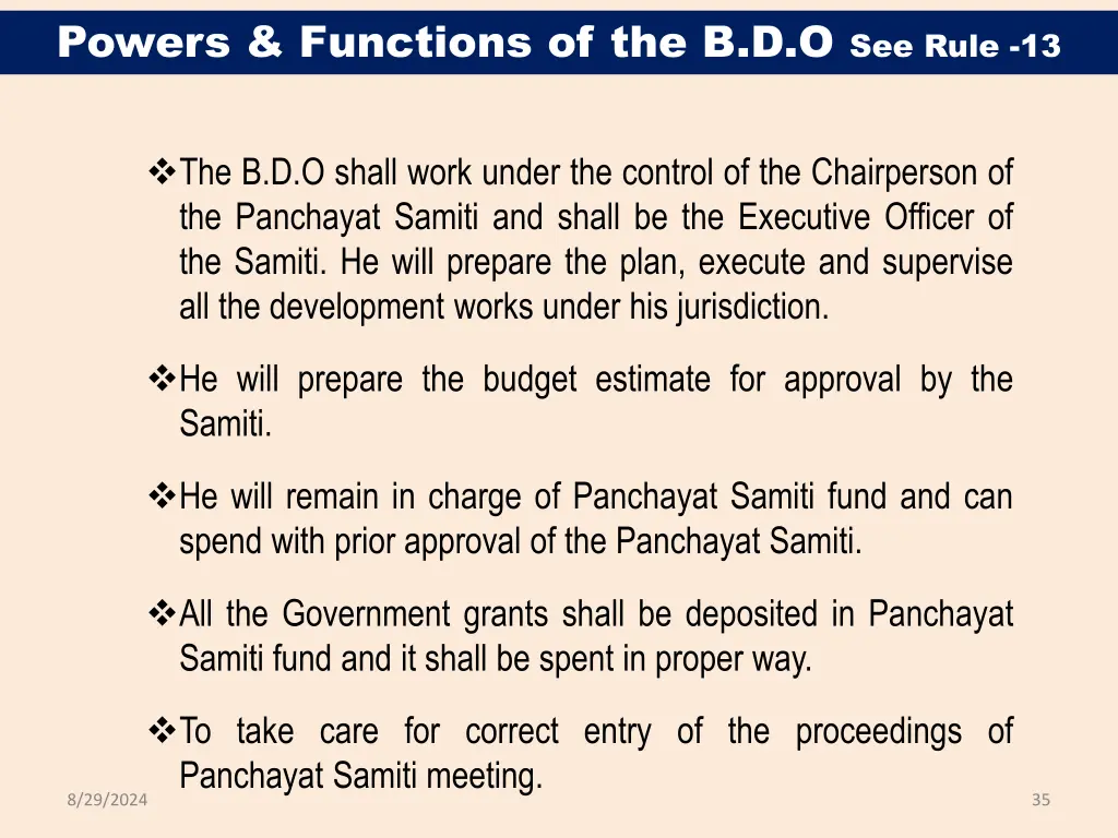 powers functions of the b d o see rule 13