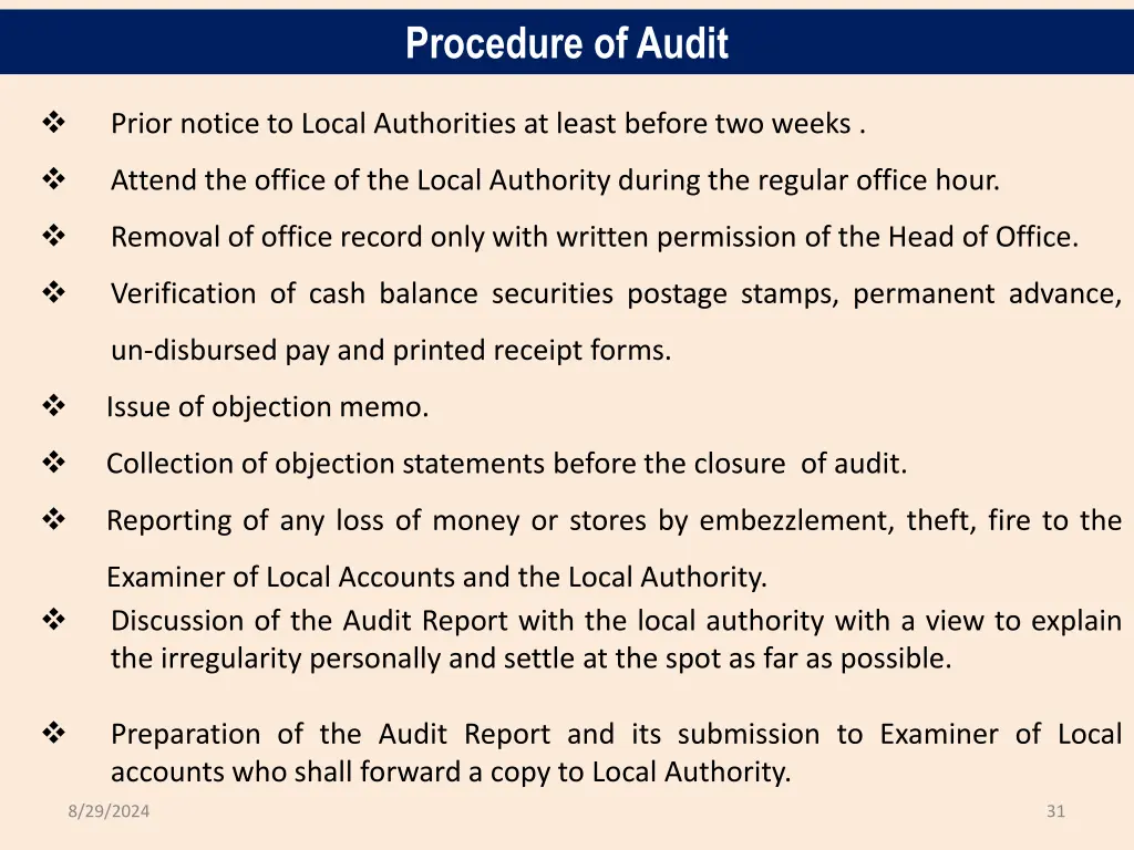 procedure of audit