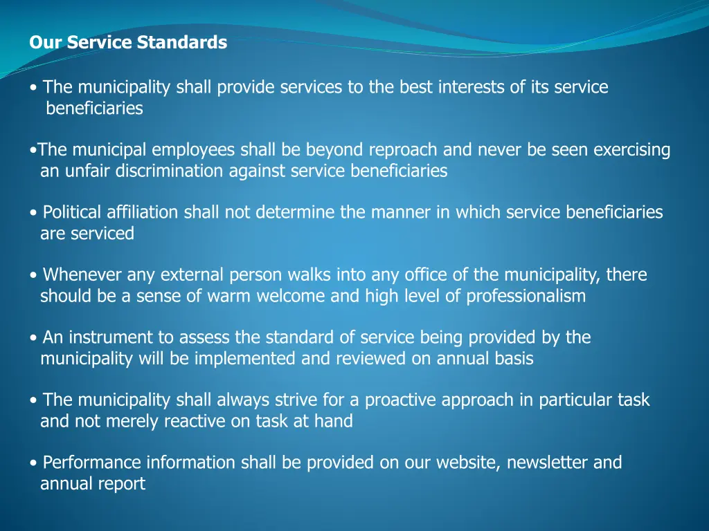 our service standards 1