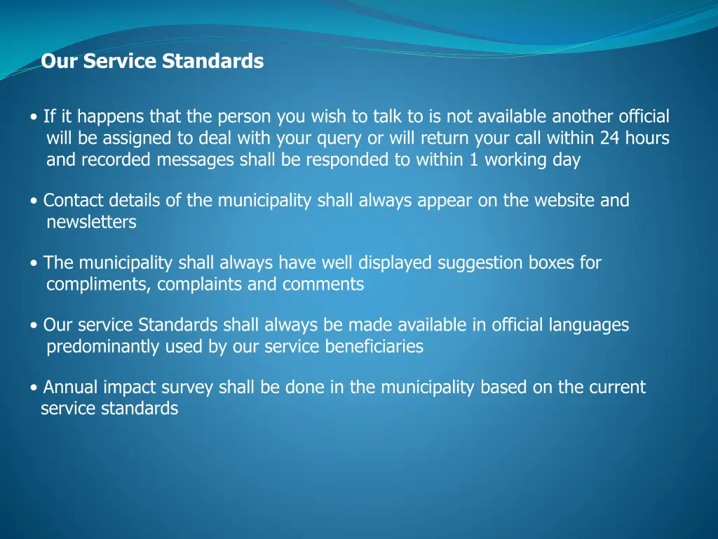our service standards 2