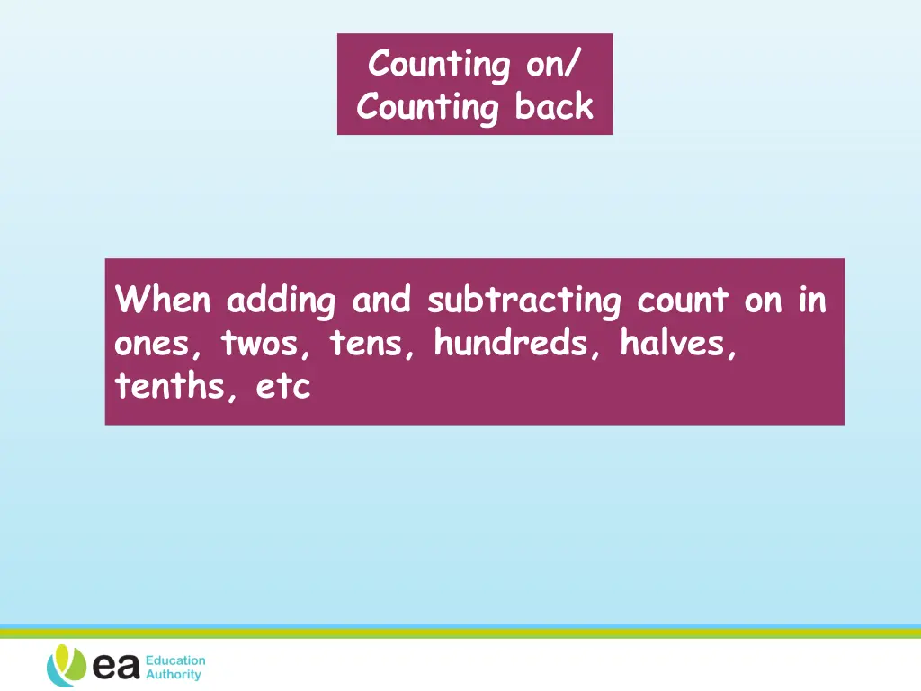 counting on counting back