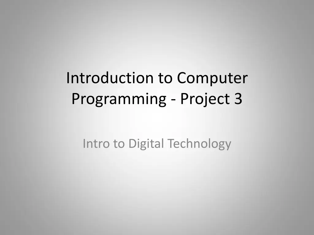 introduction to computer programming project 3