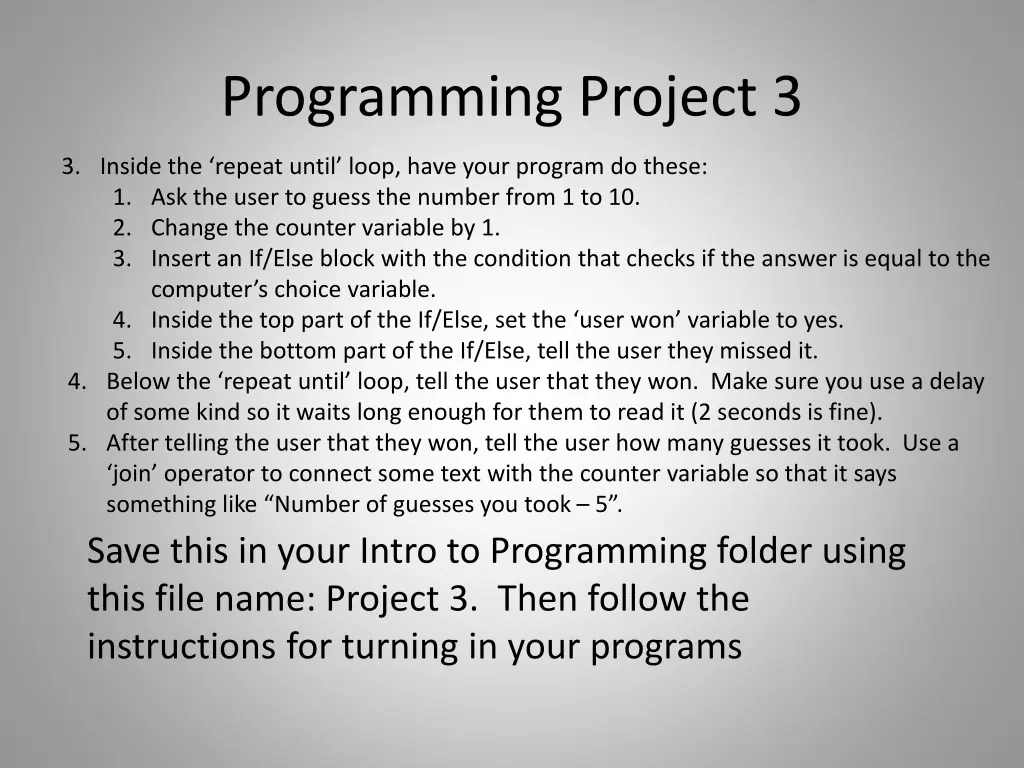 programming project 3 1