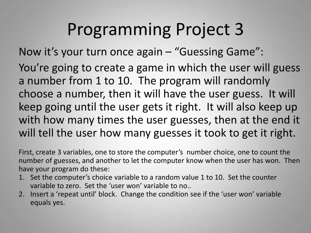 programming project 3